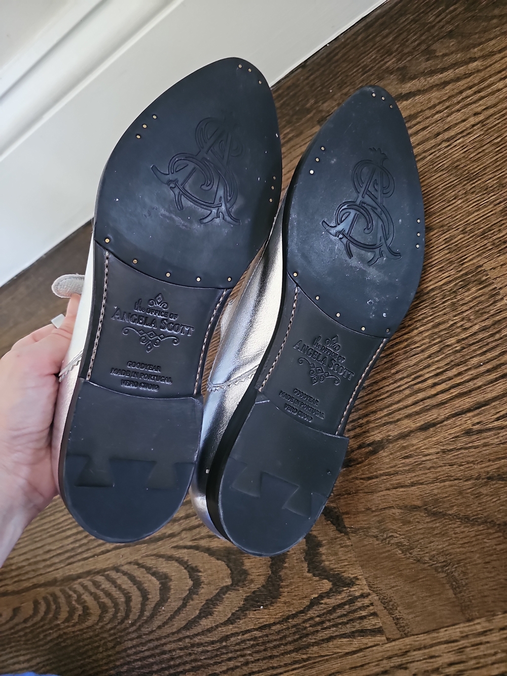 The Office Of Angela Scott Miss Margo Silver Mary Jane Flat Sz 37 US 7 Shoes New - Picture 7 of 9